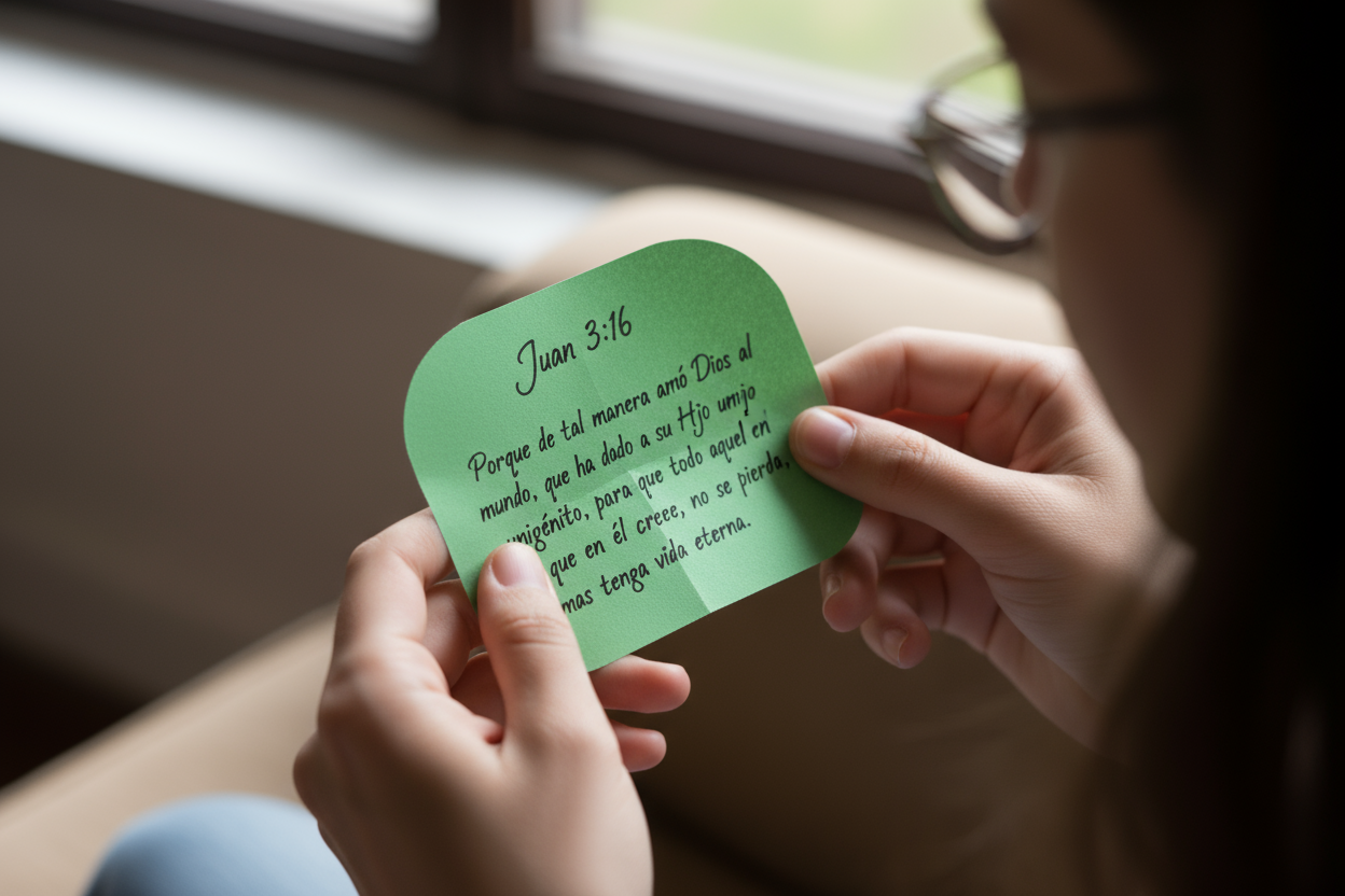  que el papel sea mas pequeño y el versiculo en español